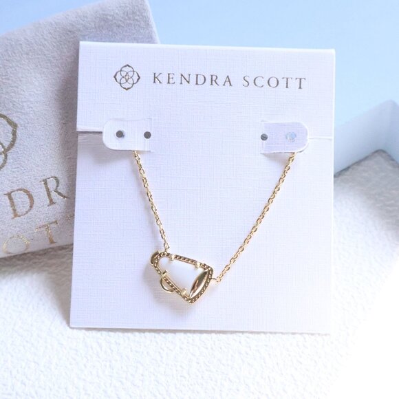 Kendra Scott Cheer Gold White Mother-of-Pearl Necklace fashion - Picture 1 of 2